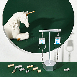 60個 6スタイル 304ステンレススチールリボンカシメエンドパーツ子  ゴールデン·ステンレス鋼色  6~8x10~20x5mm  穴：1.2~1.4x0.5mm  10個/スタイル&nbsp;STAS-UN0055-92