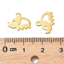 304ステンレススチールチャーム  象  ゴールドカラー  10.5x12.5x0.5mm  穴：1.4mm&nbsp;STAS-I350-03G