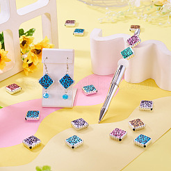 UVメッキプリント不透明アクリルビーズ30個  正方形のヒョウプリント  ミックスカラー  22x22x6mm  穴：3mm&nbsp;OACR-TA0001-73C