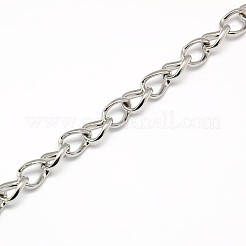 変色しにくいファッショナブルな304ステンレススチールサイドツイストチェーンネックレス  カニカン付き  ステンレス鋼色  21インチ〜22インチ（53.3~55.9cm）x6mm&nbsp;STAS-A028-N073P