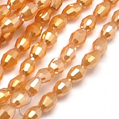 電気メッキガラスビーズセット  フルパール光沢メッキ  多面カット  オーバル  ミックスカラー  6x4mm  穴：1mm  63~67個/連  13.5~14.7