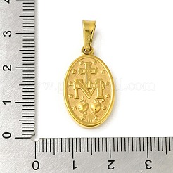 304ステンレスペンダント  宗教的  セイントチャーム付きオーバル  ゴールドカラー  23.5x14.5x3mm  穴：6.5x4mm&nbsp;LS-STAS-B073-01C-G