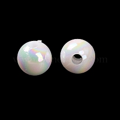 不透明なアクリルビーズ  グラデーションカラフル  ラウンド  ホワイト  6mm  穴：1.8mm  約5000個/500g&nbsp;OACR-Z016-01B-01
