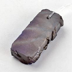 電気めっきされた天然の龍骨の石の大きなペンダント  長方形のセット  ブルーメッキ  34~50x13~20x7~8mm  穴：1~1.5mm&nbsp;G-I177-17