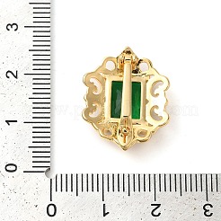 真鍮とガラスの折り返し留め具  カドミウムフリー＆ニッケルフリー＆鉛フリー  六角  グリーン  18KGP本金メッキ  17x21x9mm&nbsp;KK-G505-06G