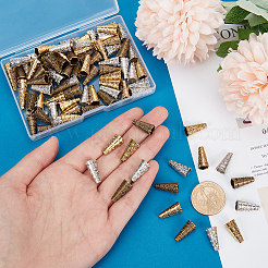 90個3色の無花弁合金ビーズコーン  ミックスカラー  17.5x8.5mm  穴：1.8mm  30個/カラー&nbsp;FIND-PH0006-56