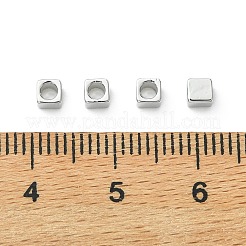 シェグレイスの真鍮ビーズ  カドミウムフリー＆ニッケルフリー＆鉛フリー  キューブ  プラチナメッキ  3x3x3mm  穴：2mm&nbsp;XGRQ1H707-338P