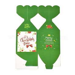 クリスマステーマ紙折りギフトボックス  リボン付き  プレゼント用キャンディークッキーラッピング  ライムグリーン  クリスマステーマの模様  8.8x8.8x18cm&nbsp;CON-G012-03C