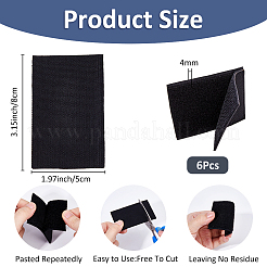 長方形ポリエステルブランクフック＆ループテープ6個  ブラック  80x50x4mm&nbsp;DIY-FH0008-04A