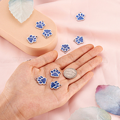 合金エナメルチャーム  グリッターパウダー付き  犬の足跡  プラチナ  藤紫色  17.7x16.6x2mm  穴：2mm&nbsp;ENAM-TAC0001-05A