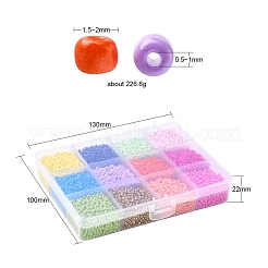226.8g12色12/0ベーキングペイントガラスシードビーズ  ラウンド  ミックスカラー  1.5~2x1.5mm  穴：0.5~1mm  約18.9g（約1260個）/カラー&nbsp;SEED-YW0001-78