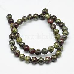 天然石ドラゴンブラッドビーズ連売り  ラウンド  8mm  穴：1mm  45~47個/連  15インチ&nbsp;G-N0224-01-8mm