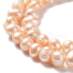 天然養殖淡水パールビーズ連売り  ポテト  グレードAB  砂茶色  7~8x6~6.5mm  穴：0.6mm  約52個/連  13.31~13.46インチ（33.8~34.2cm）&nbsp;PEAR-E018-76