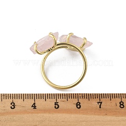 天然ローズクォーツカフリング  金色の真鍮リング  ラックめっき  内径：20mm&nbsp;RJEW-B122-02G-04