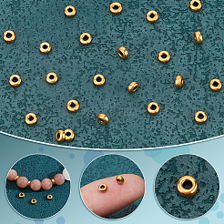 スターリングシルバースペーサービーズ40個925個  フラットラウンド  マットゴールドカラー  3.5x1.5mm  穴：1.2mm&nbsp;STER-PH0001-78