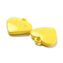 ハート合金スプレー塗装チャーム  単語の愛  きいろ  12x11.5x2.5mm  穴：1.4mm&nbsp;PALLOY-B005-01E