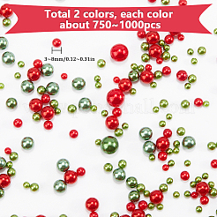 2セット2色のプラスチックビーズ  穴がない  ラウンド  クリスマスのために  ミックスカラー  3~7.5mm  約750~1000個/セット  1セット/色&nbsp;KY-SC0002-25