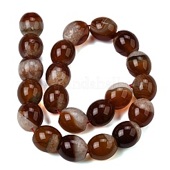天然石瑪瑙ビーズ連売り  染め＆加熱  オーバル  暗赤色  19~20x17~18.5mm  穴：1.2~1.4mm  約21個/連  15.75''~15.94''（40~40.5センチメートル）&nbsp;G-F820-J01-01