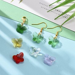 72個12色誕生石チャームガラスペンダント  多面カット  蝶の形  ミックスカラー  12x15x8mm  穴：1.5mm  12色  6個/カラー  72個/箱&nbsp;RGLA-ZZ0001-03-12x15mm