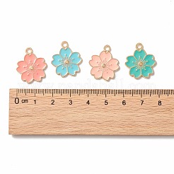 合金エナメルチャーム  さくらの花  ライトゴールド  ミックスカラー  20.5x17.5x1.5mm  穴：2mm&nbsp;ENAM-S121-115