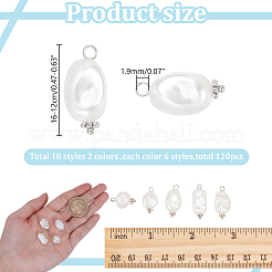 120個 2色 10スタイル ABSプラスチック模造真珠ペンダント  真鍮パーツ  ナゲット  ゴールデン＆シルバー  16~22mm  穴：1.9mm  10style  2色  6スタイル/カラー&nbsp;PALLOY-AR00022