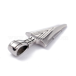 304ステンレスペンダント  三角形  アンティークシルバー  34x12x5.5mm  穴：4x6mm&nbsp;STAS-I182-01AS