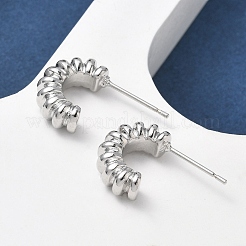 C字型真鍮スタッドピアス  プラチナメッキ  15x21x5mm&nbsp;EJEW-D320-11P