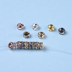 真鍮製ラインストーンスペーサービーズ  グレードAAA  ストレートフランジ  ニッケルフリー  混合金属色  ロンデル  クリスタル  5x2.5mm  穴：1mm  6色  10個/カラー  60個/箱&nbsp;RB-X0013-09-NF