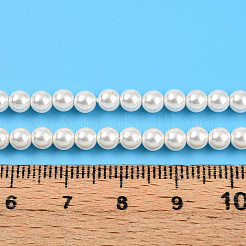ベーキングペイントパール化ガラスパールビーズ連売り  ラウンド  ベージュ  4mm  穴：0.6mm  約103~104個/連  15.75~15.94インチ（40~40.5cm）&nbsp;HY-N002-4mm-A11