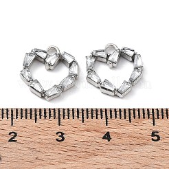 ラインストーン ペンダント付き合金  カドミウムフリー＆鉛フリー  中空ハートチャーム  プラチナ  13.5x13x2.5mm  穴：1.8mm&nbsp;FIND-B028-12P