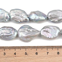 染色された天然バロックケシパールビーズ連売り  培養された淡水パールビーズ  ティアドロップ  グレード5a+  グレー  20x13mm  穴：0.5mm  約18~22個/連  14.96''~15.35''（38~39センチメートル）&nbsp;PA-CBAFEE8-13