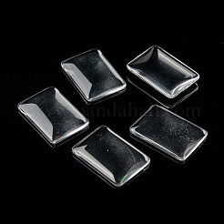 透明な長方形のガラスカボション  透明  33x23x5~6.5mm&nbsp;X-GGLA-R025-33x23
