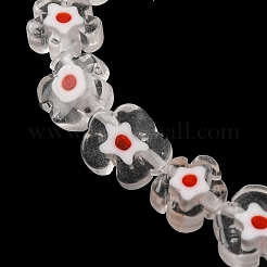ハンドメイドミッレフィオーリ ランプワークビーズ連売り  プラム  透明  9.5x10.5x3.5mm  穴：0.8mm  約35個/連  14.17''（36センチメートル）&nbsp;LAMP-G164-03M