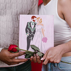 結婚式テーマのペット用くり抜き絵用ステンシル1セット  DIYスクラップブック用  フォトアルバム  言葉 信仰 愛 希望 家族  人間  ビーチ アートペイントブラシ1本付き  人間  297x210mm  4個/セット&nbsp;DIY-MA0004-94