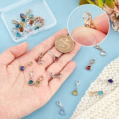 2セット2色の三角形のガラスペンダント装飾  亜鉛合金カニカン付き  ゴールデン＆シルバー  21~22mm  ペンダント：10.5x8x4mm  12個/セット  1セット/色&nbsp;FIND-PH0010-11