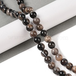 天然な縞模様の瑪瑙  瑪瑙  染め＆加熱  ラウンド  淡い茶色  8mm  穴：1mm  約46個/連  14.76''（37.5センチメートル）&nbsp;G-Q194-C02-02B