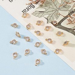 真鍮パヴェクリアキュービックジルコニアリンク20個  ハート  18KGP本金メッキ  9x5x2.5mm  穴：1.2mm&nbsp;KK-GO0001-93