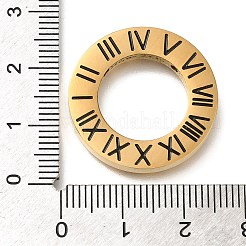304ステンレスペンダント  ローマ数字の文字が入った丸い指輪  ゴールドカラー  24.5x24.5x3mm  穴：1.8mm&nbsp;STAS-R131-06G-02