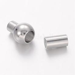 端が接着された真鍮のマグネットクラスプ  ニッケルフリー  オーバル  プラチナ  17x8.5mm  穴：4mm&nbsp;KK-G230-4mm-P-NF