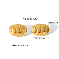不規則な質感の幾何学的な304ステンレススチールスタッドピアス  ゴールドカラー  オーバル  28x19mm&nbsp;JR2524-3