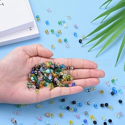 ファイヤーポリッシュ電気メッキチェコガラスビーズ  多面カット  バレル  ミックスカラー  5x5mm  穴：1mm  約717個〜723個/袋&nbsp;LAMP-D180-20B