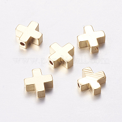 真鍮ビーズ  クロス  ミックスカラー  8x8x3mm  穴：1.4mm&nbsp;X-KK-K182-01