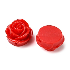 オペーク樹脂ビーズ  花  レッド  18x18.5x11mm  穴：1.4mm&nbsp;CRES-B021-06