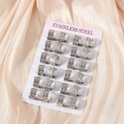 304ステンレススチール研磨効果フープピアス  ステンレス鋼色  13.5x7mm&nbsp;EJEW-M001-34P