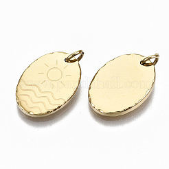 304ステンレスペンダント  丸カン付き  太陽とオーバル  14KGP本金メッキ  17.5x12.5x2mm  丸カン：5x0.8ミリ  3.4mm内径&nbsp;STAS-S116-020G