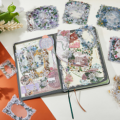 100枚 50種類の防水ペット写真ステッカー  花  古代世界の文明  DIY フォトアルバム日記スクラップブック装飾用  ミックスカラー  56~92x50~96x0.1mm  2個/スタイル&nbsp;DIY-FH0010-62