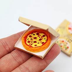 ミニレジンピザ  模造食品  紙箱付き  ドールハウスの装飾  オレンジ  35x35x7mm&nbsp;MIMO-PW0003-154