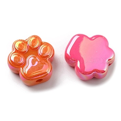 UVメッキアクリルビーズ  虹色の  猫の足  ミックスカラー  26x26.5x11mm  穴：3.8mm&nbsp;OACR-R261-13