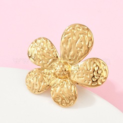 304ステンレススチールカフリング  花  ゴールドカラー  35.5x25mm  内径：17mm&nbsp;RJEW-D306-07G