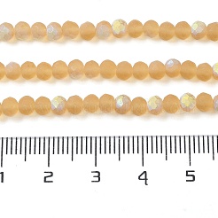 透明ガラスビーズ連売り  多面カット  艶消し  半分ABカラーメッキ  ロンデル  桃パフ  4~4.5x3.5~4mm  穴：0.8~1mm  約105~110個/連  38~39cm&nbsp;EGLA-A034-T4mm-MB23
